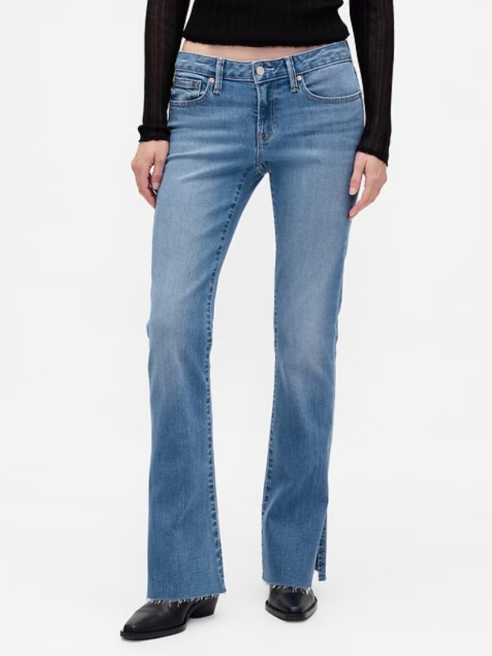 NWOT Gap Low Rise Long & Lean Split-Hem Jeans - 24 Petite | Medium wash blue